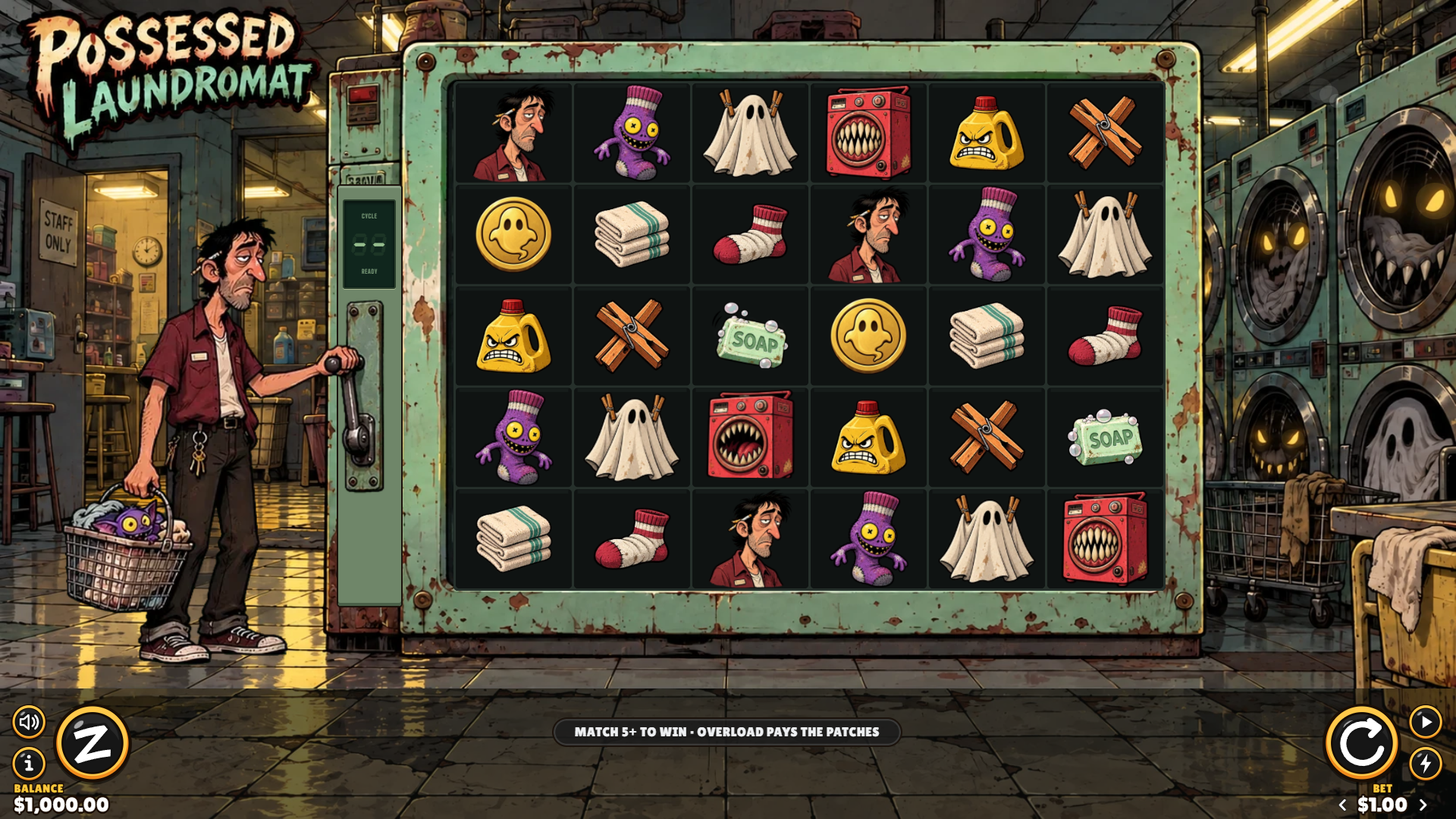 Possessed Laundromat slot gameplay reels