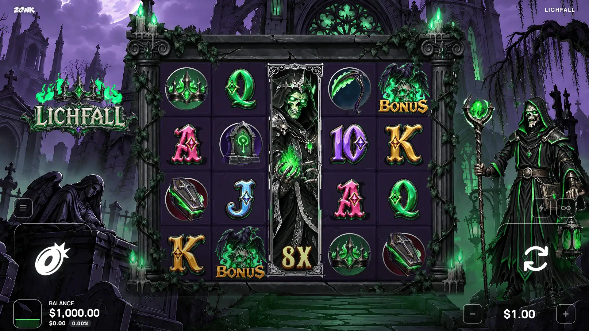 Lichfall slot gameplay reels