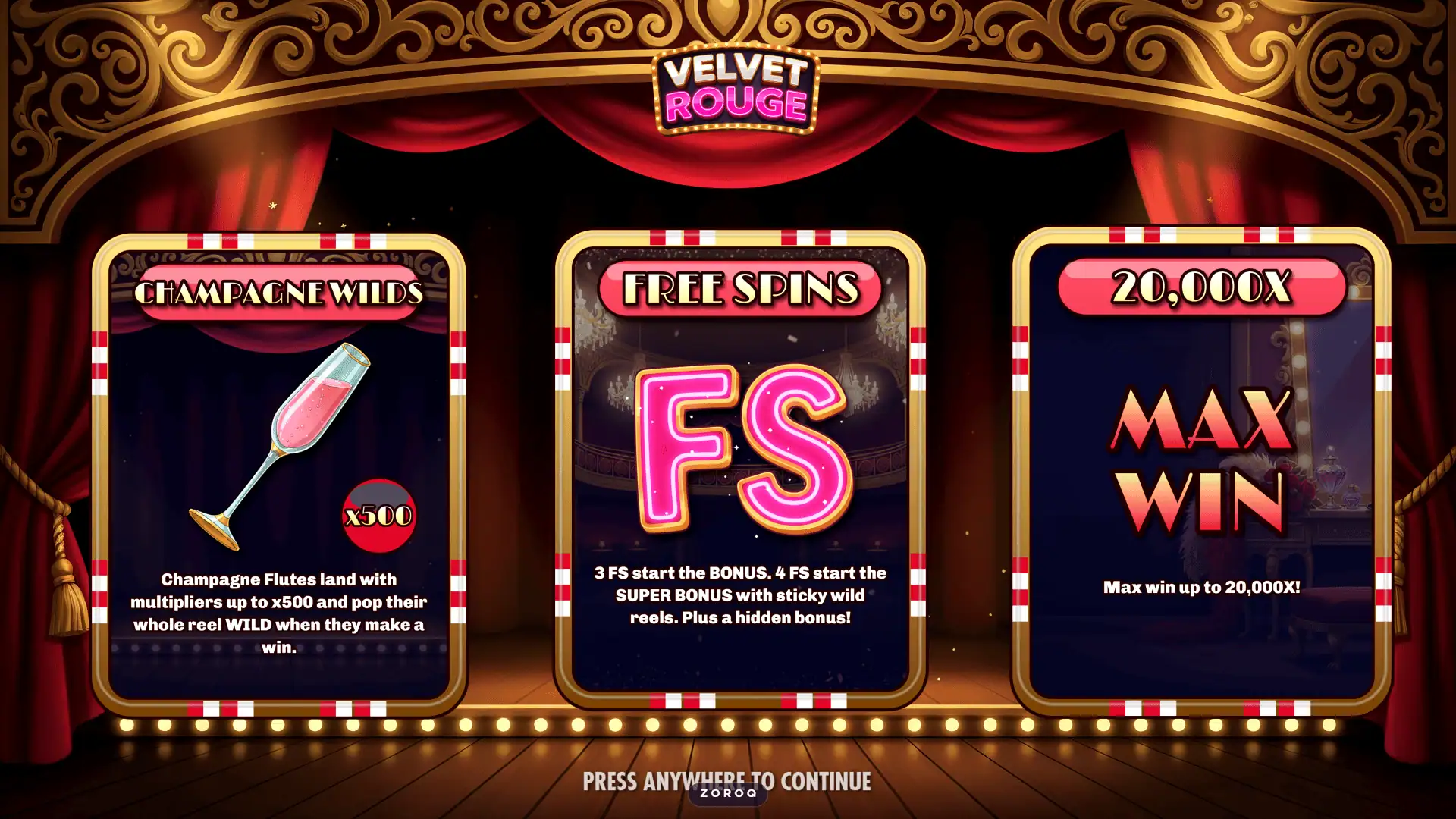 Velvet Rouge slot intro screen